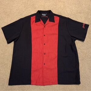 Men’s Steady Customs Shirt L Black & Red Jim Beam Whiskey Bowling Retro USA